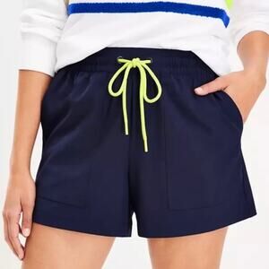 Lou & Grey Navy Blue Neon Drawstring Elastic Waist Athleisure Casual Shorts XL